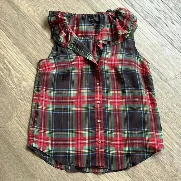 J. Crew Multicolor Plaid Sleeveless Top - Picture 5 of 15